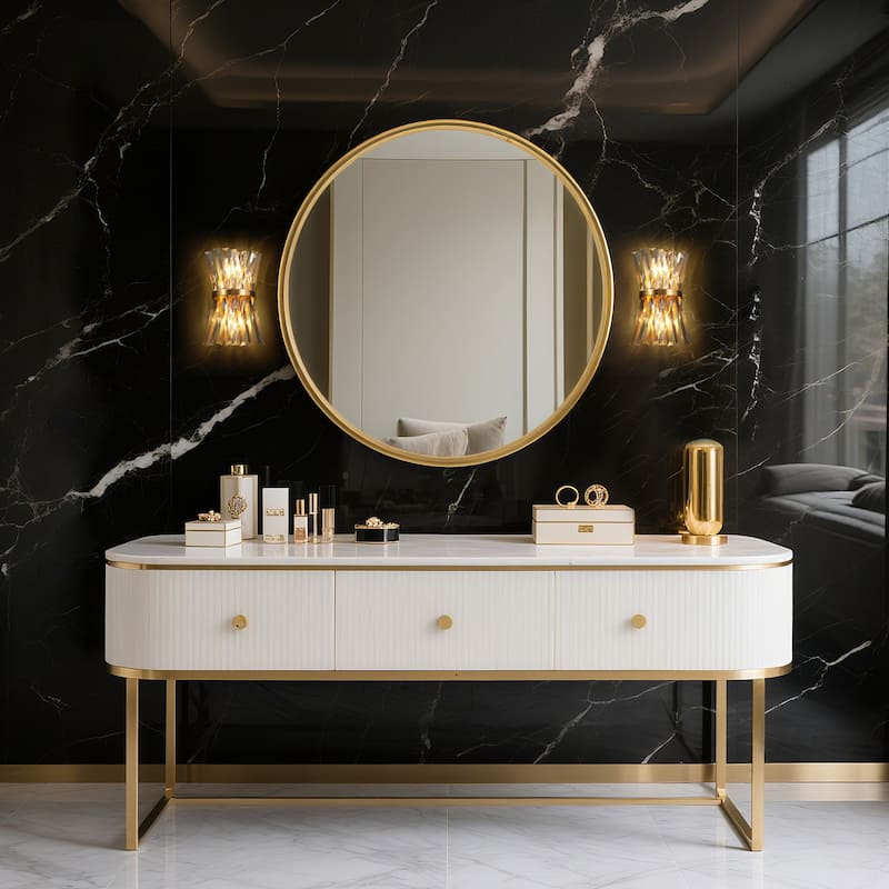 Modern Gold Crystal 2-Light Wall Sconces Glam Bathroom Vanity Lights - 8" W x 13" H x 4.5" D