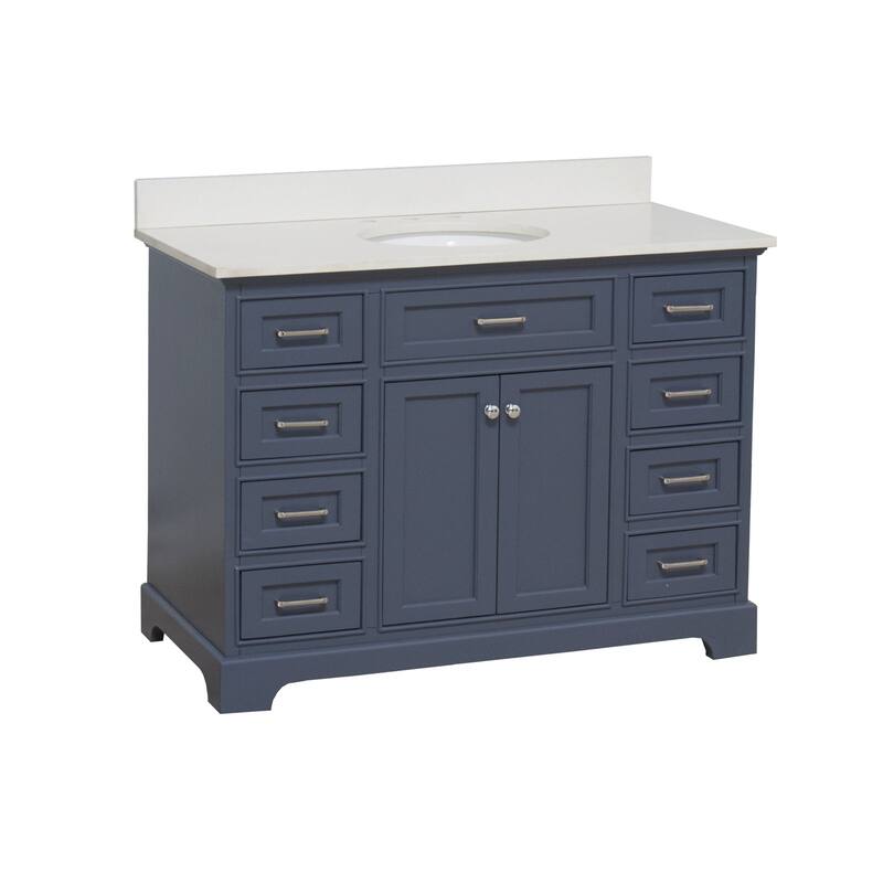 KitchenBathCollection Aria 48" Bathroom Vanity with Quartz Top