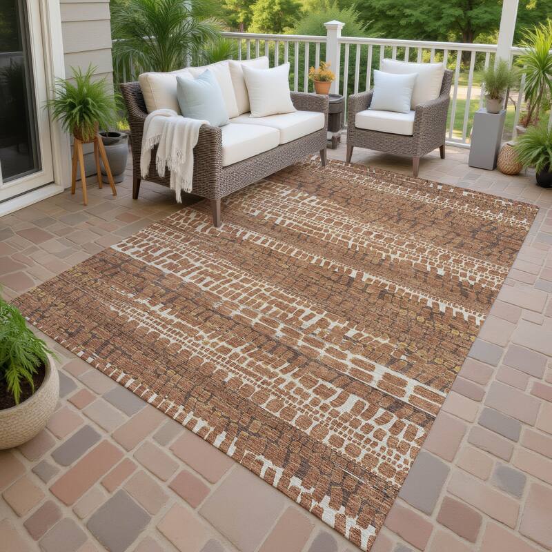 Machine Washable Indoor/ Outdoor Modern Winfield Chantille Rug - Paprika - 5' x 7'6"