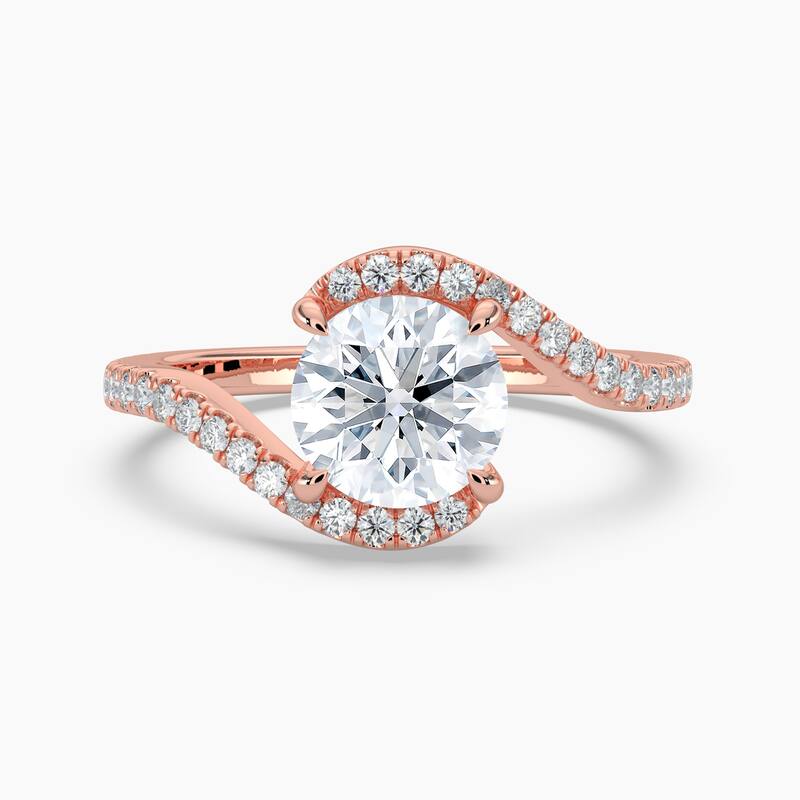 Auriya 14k Gold Round Lab Grown Diamond Bypass Engagement Ring 1.00 to 5.00 ct. tw. (F-G, VS) - 4.00 carats - Rose - 5.5