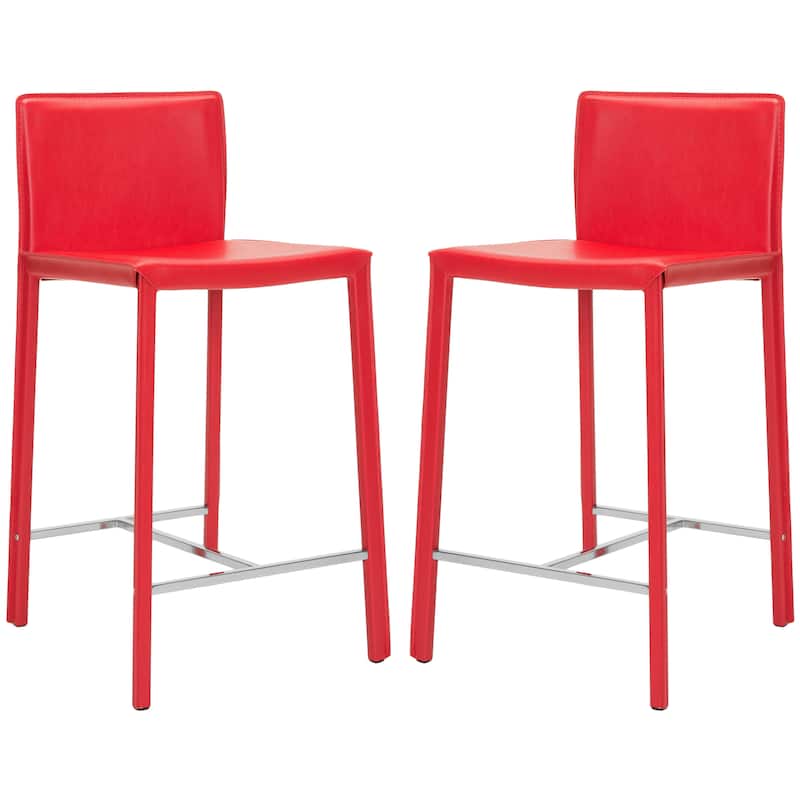 SAFAVIEH Jeraldine Mid-Century 26-inch Ave White Counter Stool (Set of 2) - 18.3" x 19.7" x 35.4" - 18Wx20Dx35H