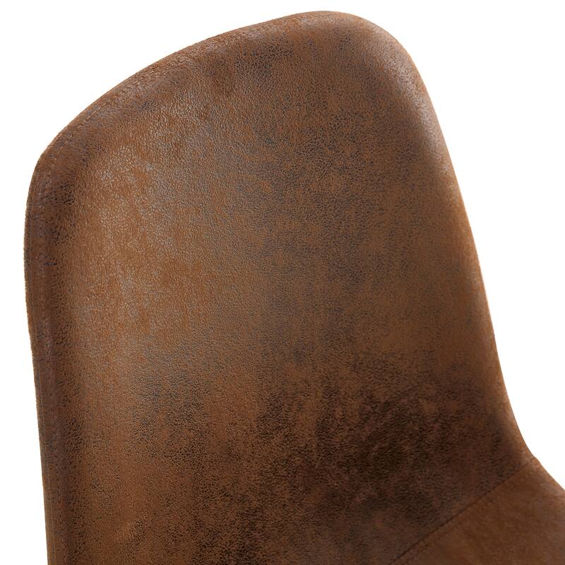 42" Round Minimalist Dining Table Set for 4, Wood Grain Dinner Table with 4 Techno-Fabric Chairs and Metal Legs