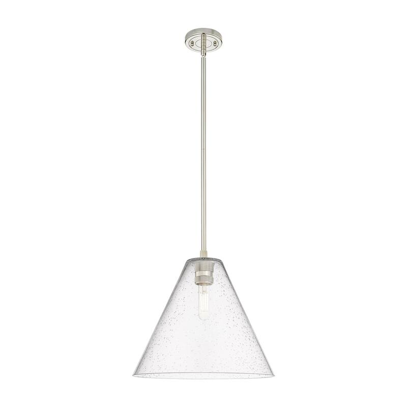 Innovations Lighting Downtown Urban - Crown Point - 1 Light 12" Berkshire Stem Hung Pendant - Polished Nickel/Seedy