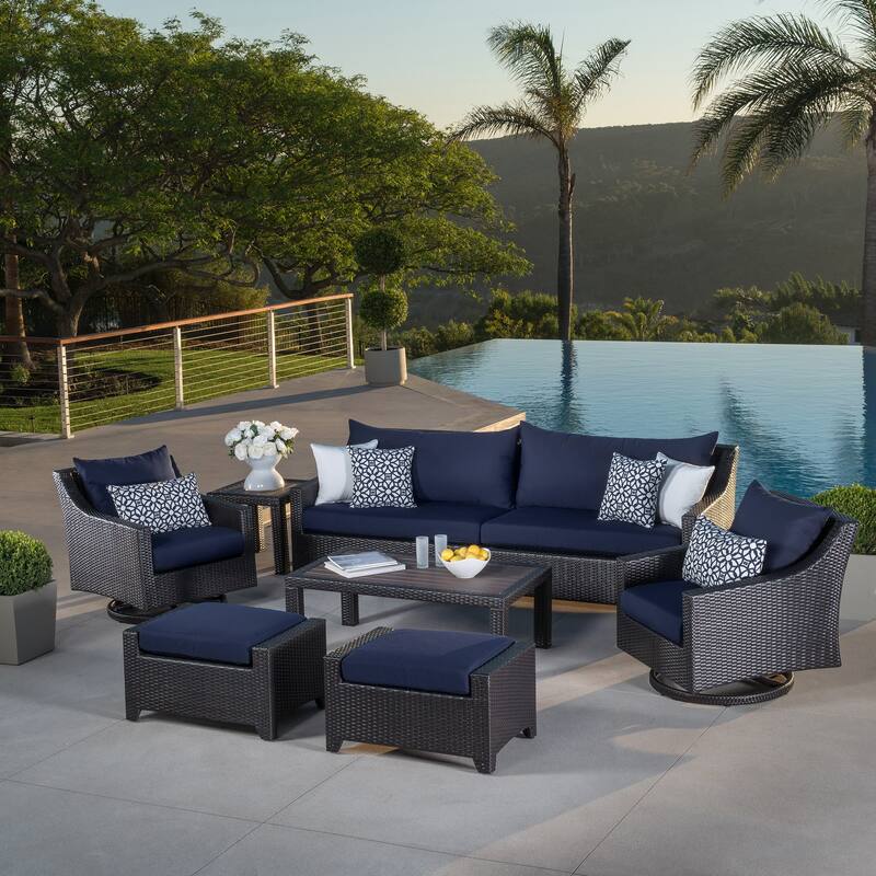 Deco 8 Piece Sunbrella Outdoor Patio Sofa & Motion Club Chair Set