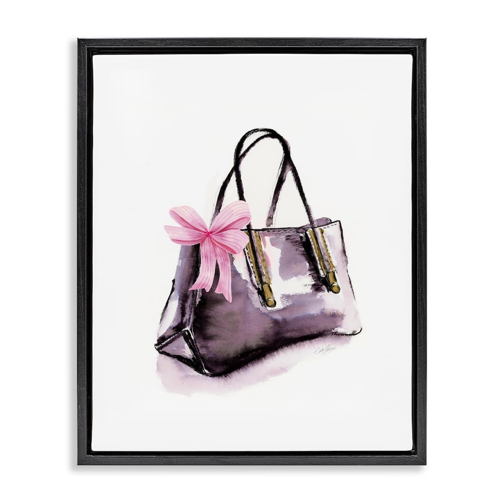 Stupell Luxe Purse with Ribbon Framed Floater Canvas Wall Art Design By Stella Chang