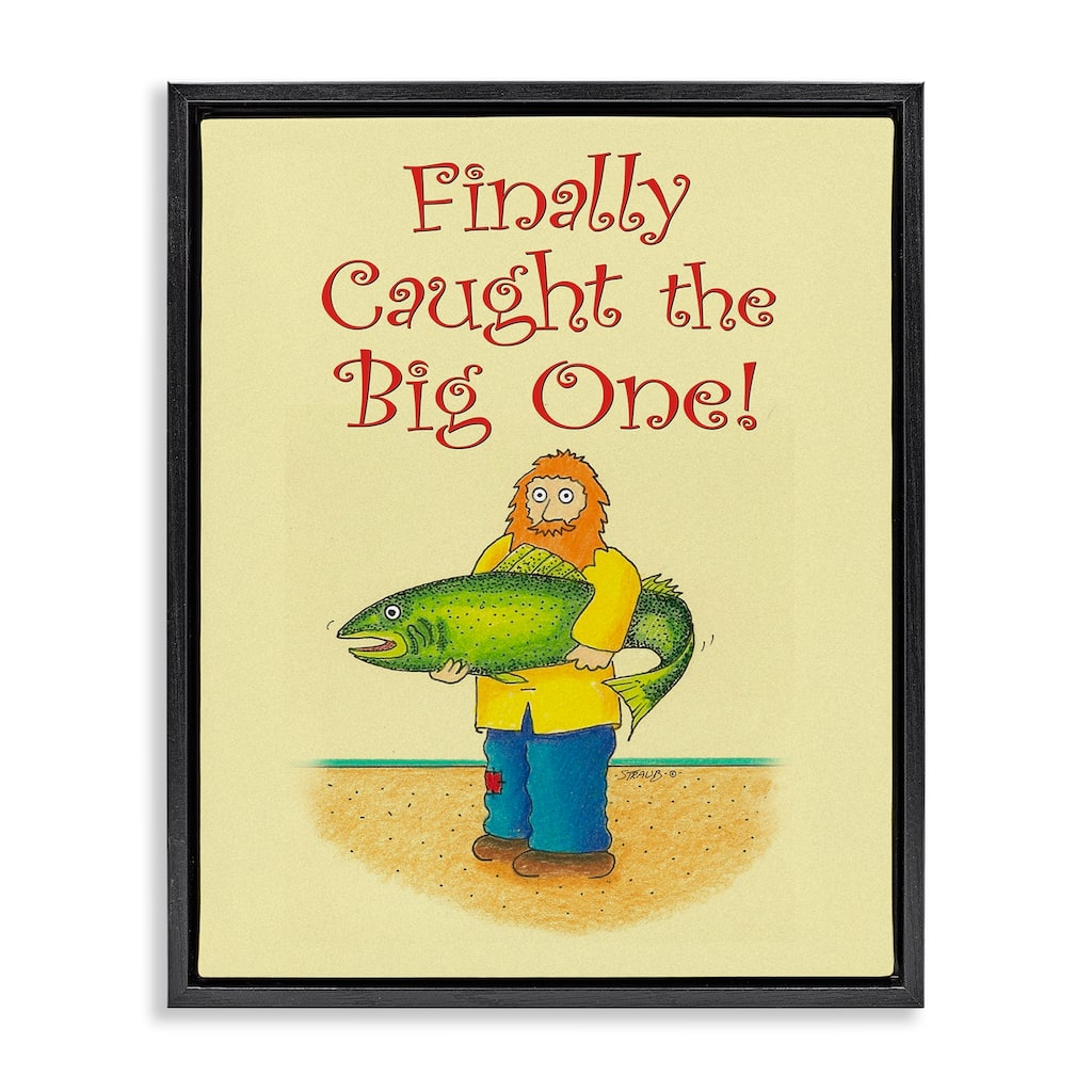 Stupell The Big One Fisherman Framed Floater Canvas Wall Art Design By Roger Straub