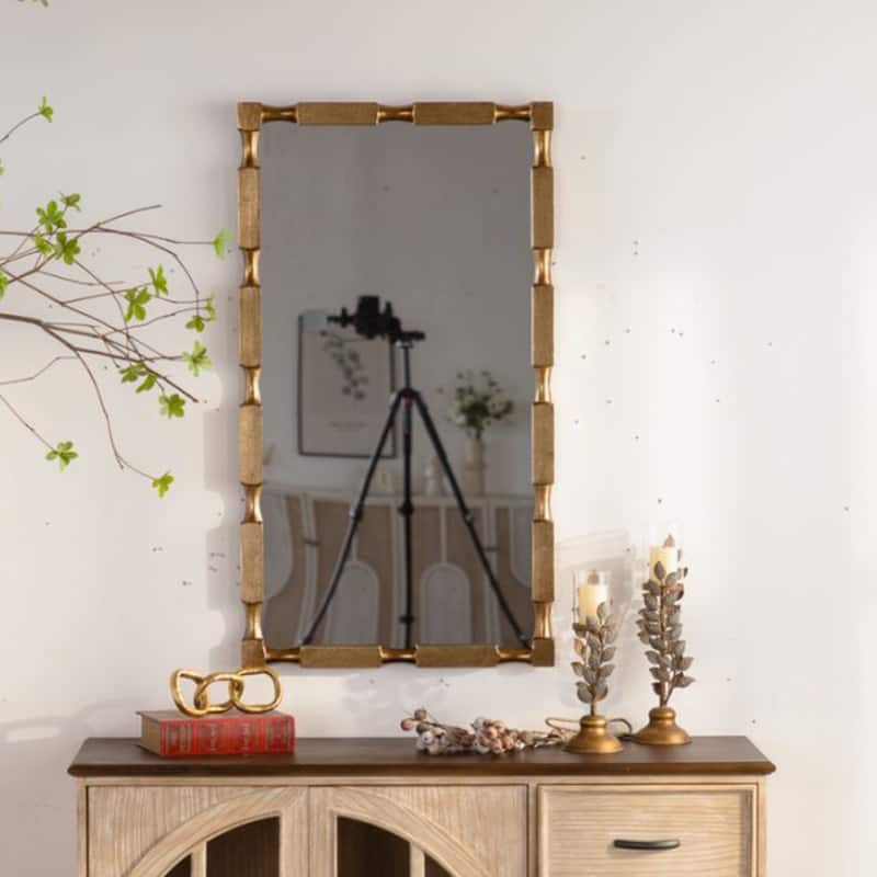 Gold Bamboo-Style Rectangular Wall Mirror