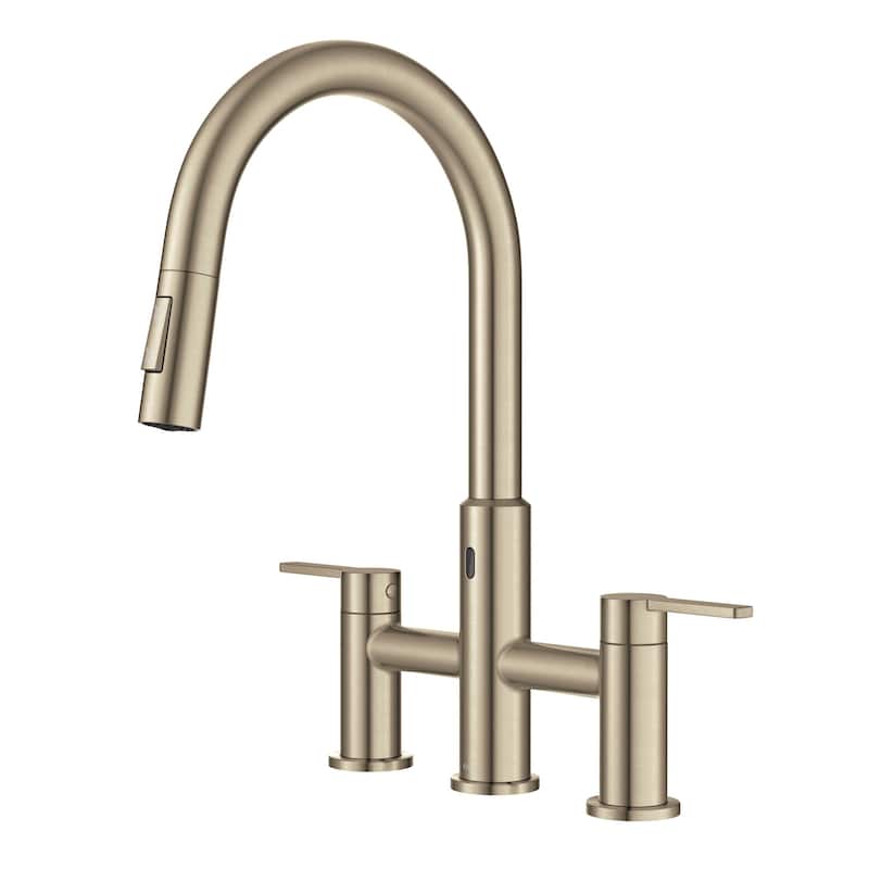 Kraus KSF-3122 Oletto 1.8 GPM Bridge Pull Down Kitchen Faucet - Spot Free Antique Champagne Bronze