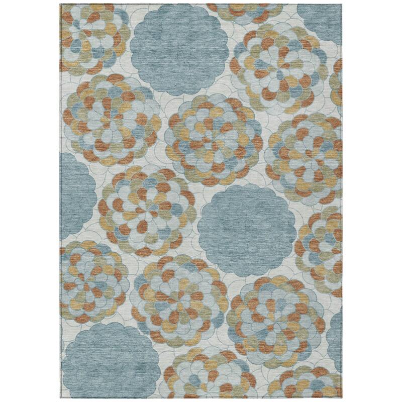 Machine Washable Indoor/ Outdoor Mosaic Cluster Chantille Rug