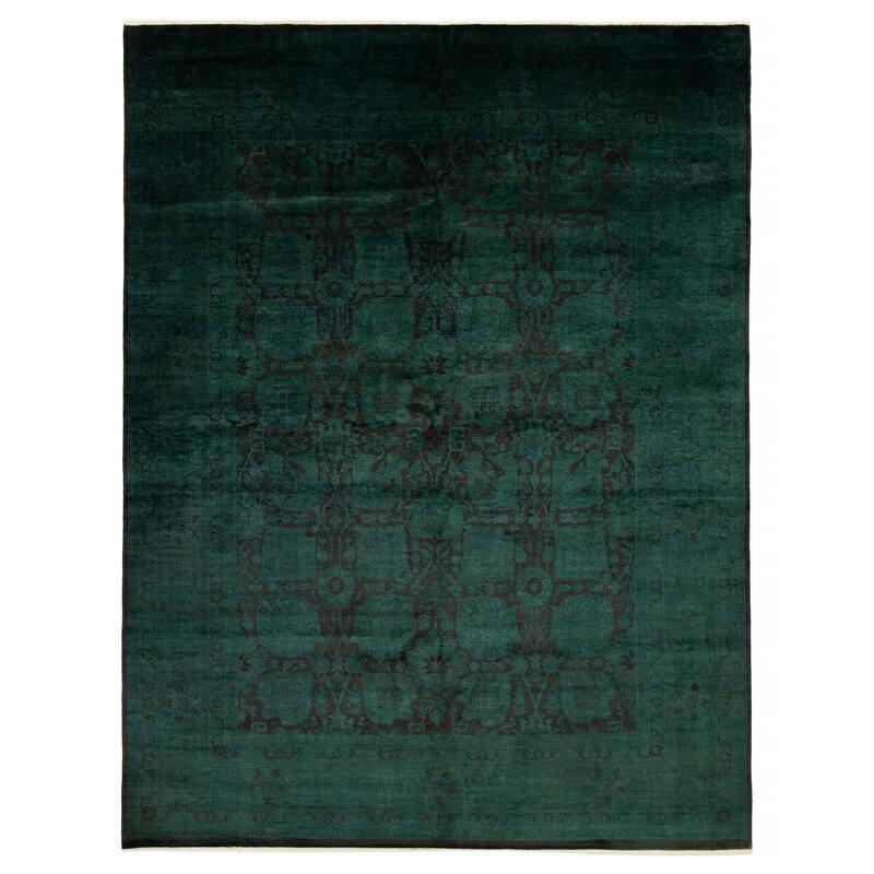 ECARPETGALLERY Hand-knotted Vibrance Dark Green Wool Rug - 9'0 x 11'10 - Dark Green - 9'0 x 11'10