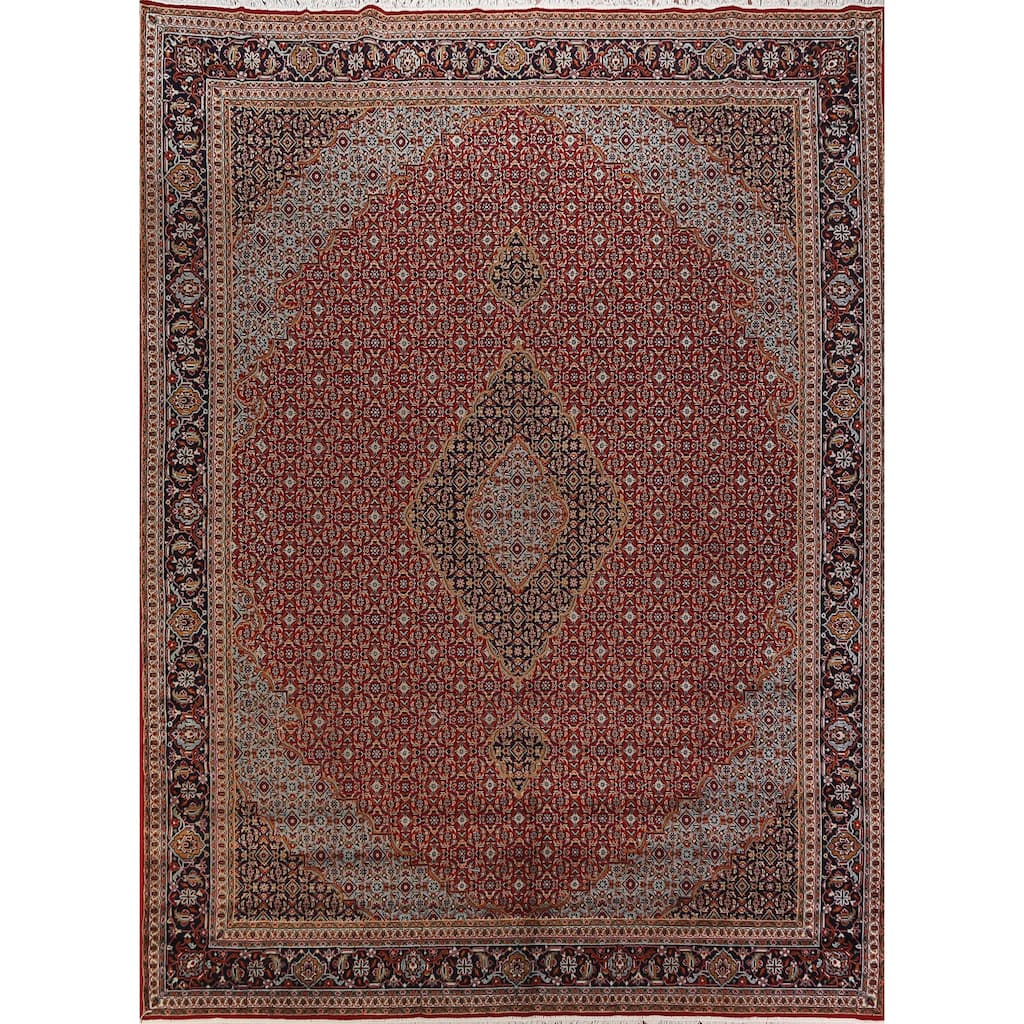 Geometric Red Tabriz Turkish Area Rug Machine Made Carpet - 9'8"x 12'10"