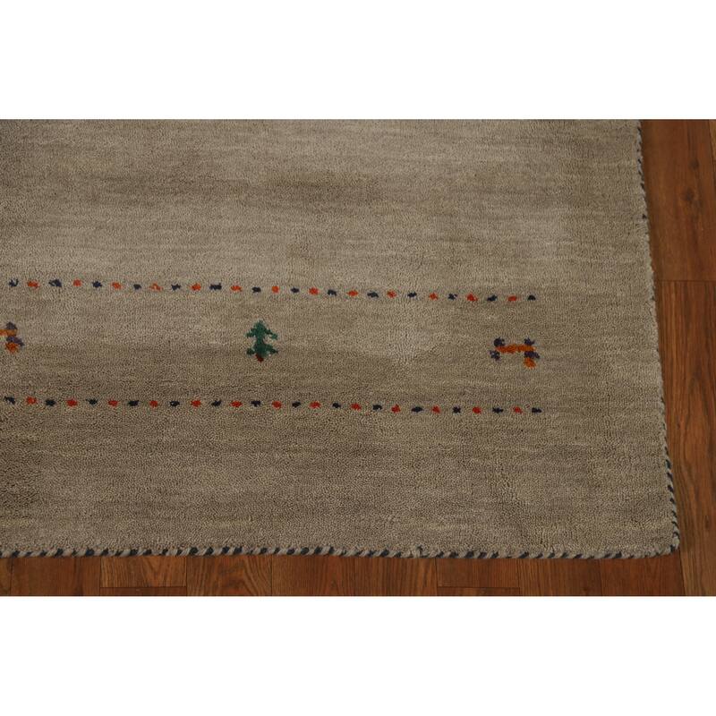 Hand Knotted Oriental 100% Wool Carpet Tribal Tribal Beige & Ivories Gabbeh Area Rug - 6' 6'' X 4' 7''