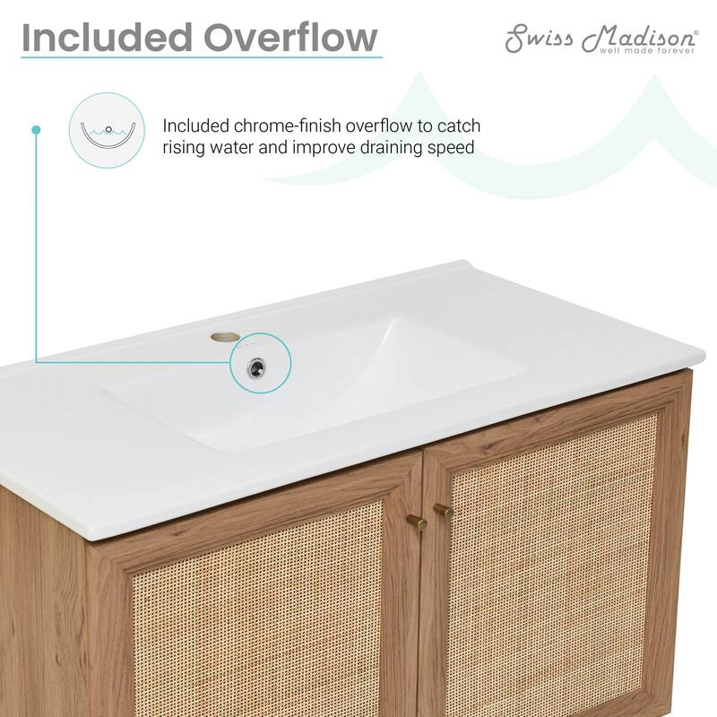 Classé 36" Wall-Mounted Bathroom Vanity in Oak