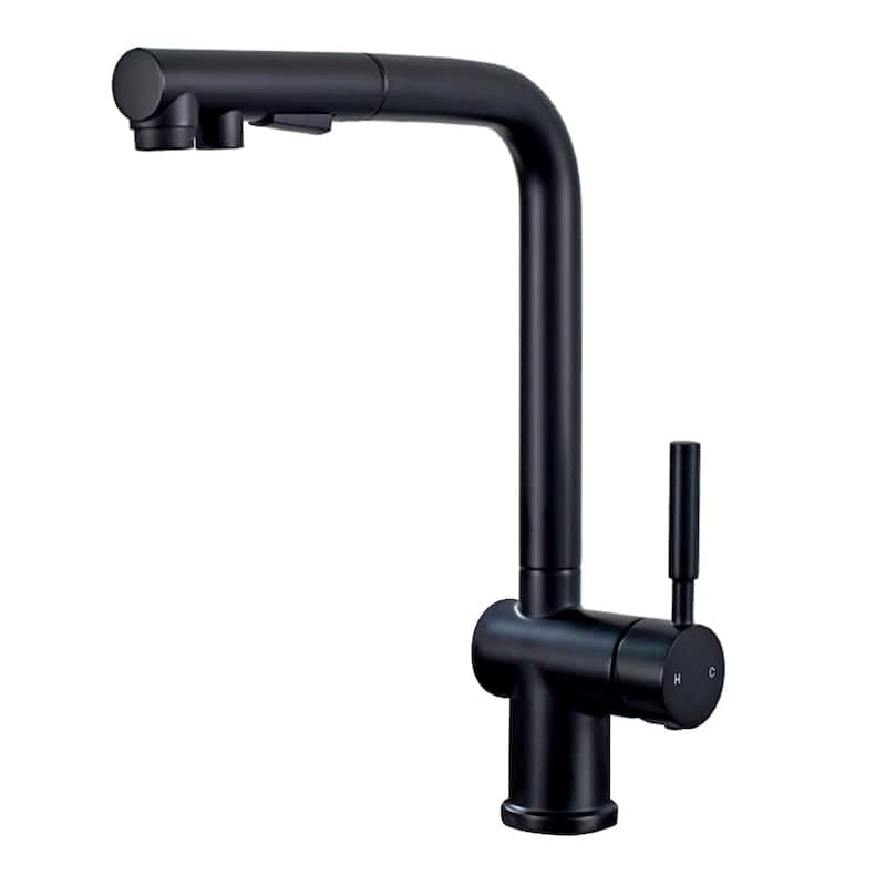 ALPHAUCET Single Handle Pull-Out Sprayer Kitchen Faucet - Matte Black
