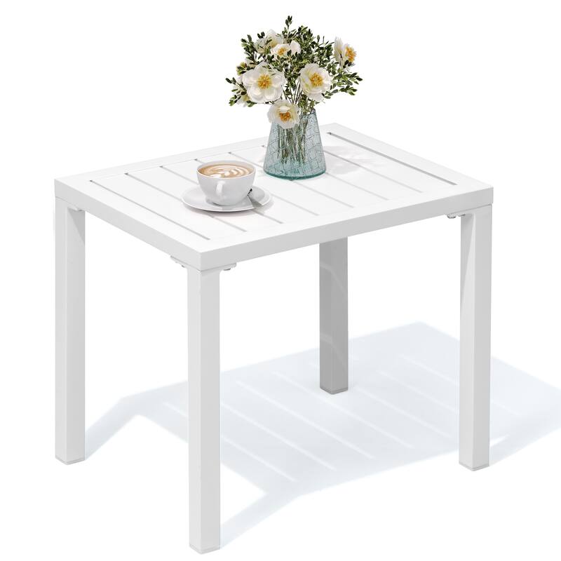 VredHom Outdoor Aluminum Patio Side Table - 18.1 in L * 13.8 in W * 15.7 in H