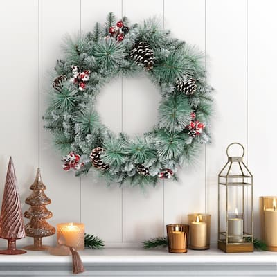 Puleo International 24 in Sterling Spruce Wreath - 24"
