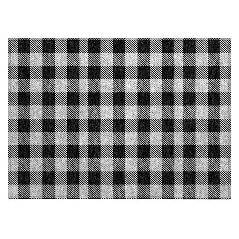 Machine Washable Indoor/ Outdoor Chantille Plaid Stripe Rug