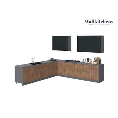 Kitchen Prodigy Collection Natural Teak & Black Color Base Size 11Ft Wide - 130x130