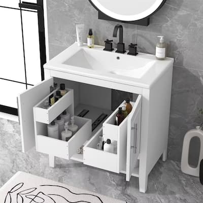 30" Bathroom Vanity with Sink, Multi-functional Bathroom Cabinet