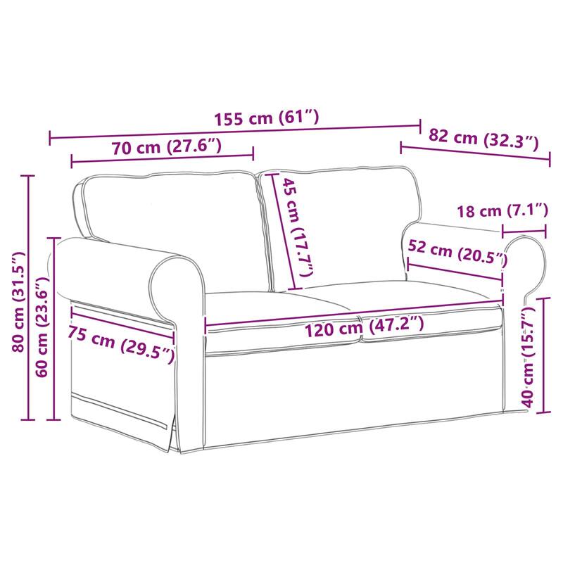 vidaXL Sofa Dark Grey 215 x 82 x 80 cm Fabric