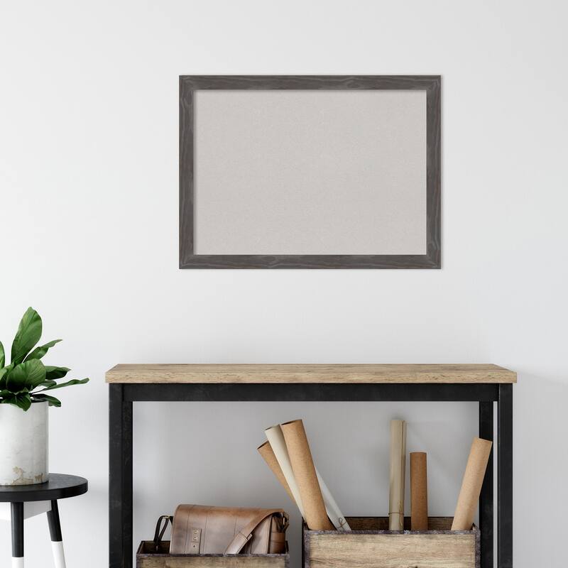 Woodridge Rustic Grey Wood Framed Grey Corkboard Bulletin Board
