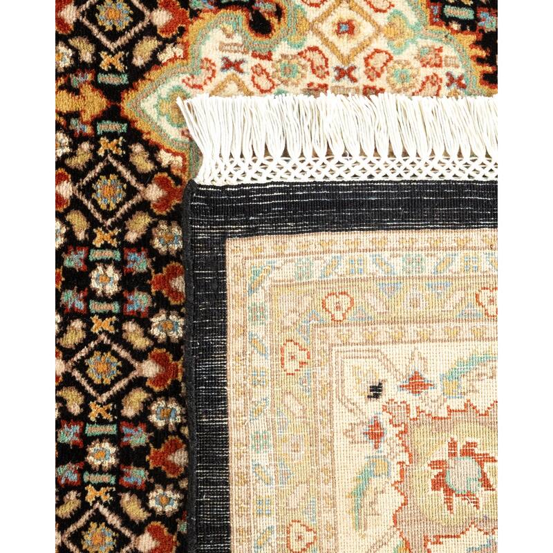 Overton Hand Knotted Wool Traditional Oriental Black Area Rug - 6' x 9'