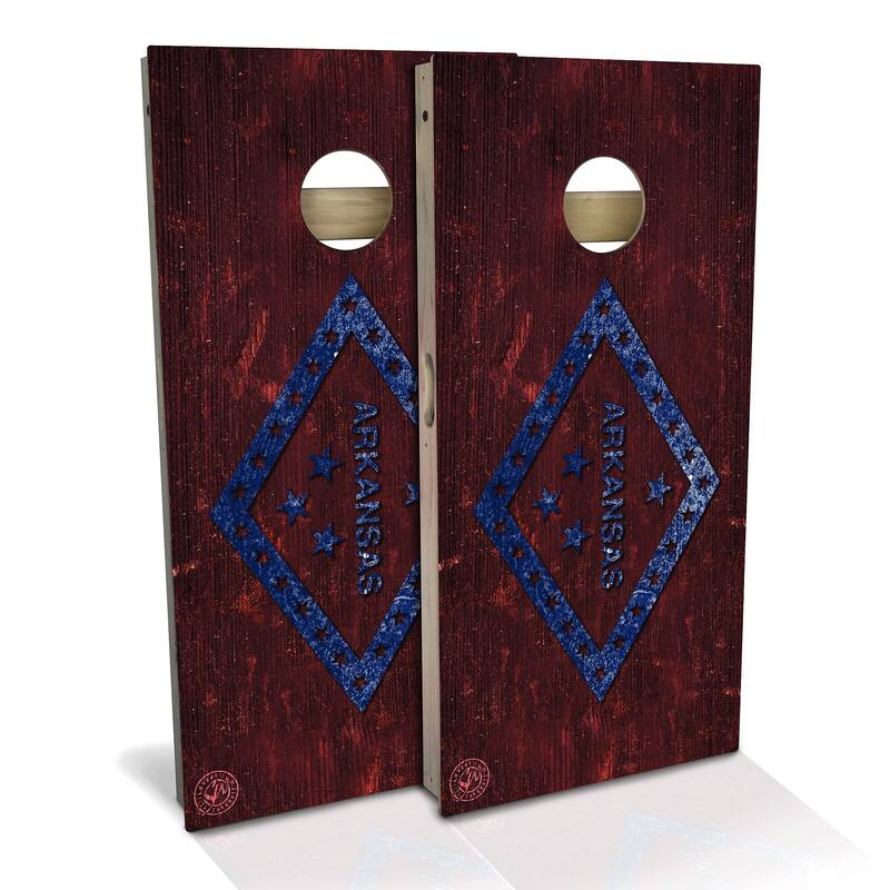Arkansas Flag Outdoor Cornhole Board Set - All-Weather 2x4 - Include Case + Hole Lights