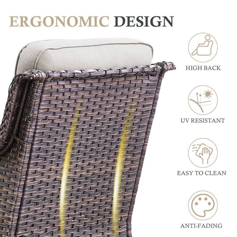 Arcadia 5-Piece Wicker Patio Set with 4 Swivel Glider Chairs and All-Iron Fire Pit