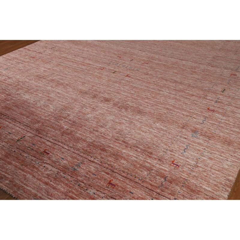 Hand Knotted Oriental 100% Wool Carpet Tribal Animal Pictorial Oranges & Rust Gabbeh Area Rug - 11' 3'' X 9' 0''