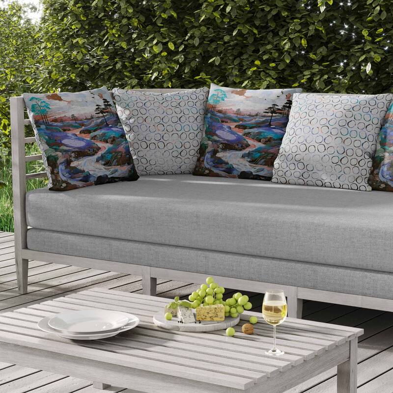 Mountain Vista Indoor/Outdoor Reversible Throw Pillow Blue and Copper