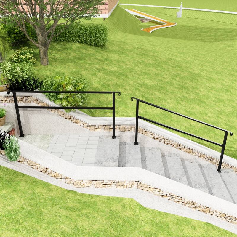 Sturdy Wrought Iron Handrail Ideal for Gardens, Porches, and Home Use
