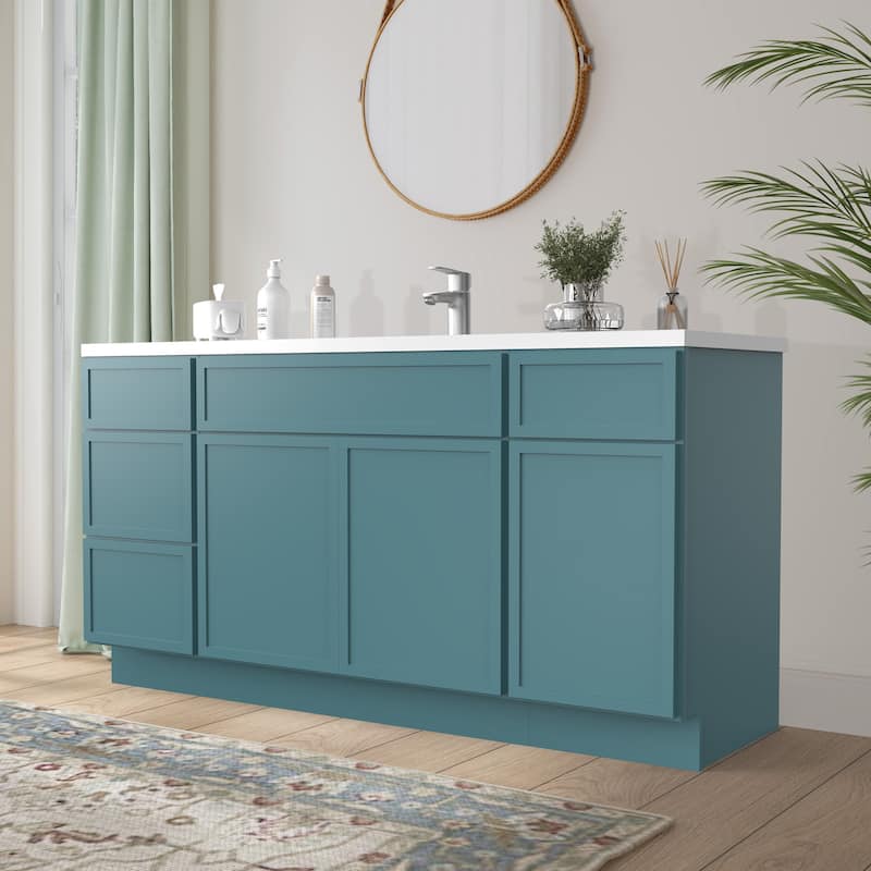 Vanity Art 63" Birch Freestanding Bathroom Vanity Cabinet without Top