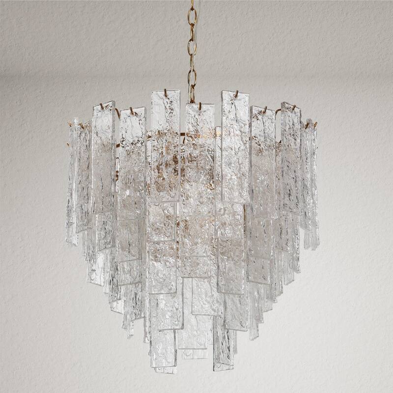 Elver Modern Gold 8-Light Glacier Chandelier Hand-blown Art Glass for Bedroom Foyer Dining Room