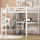 preview thumbnail 13 of 22, Full Size Loft Bed with Bulit-in Desk and Multifunction Storage Shelves, Wooden Loft Bedframe with Ladder and Guardrail White