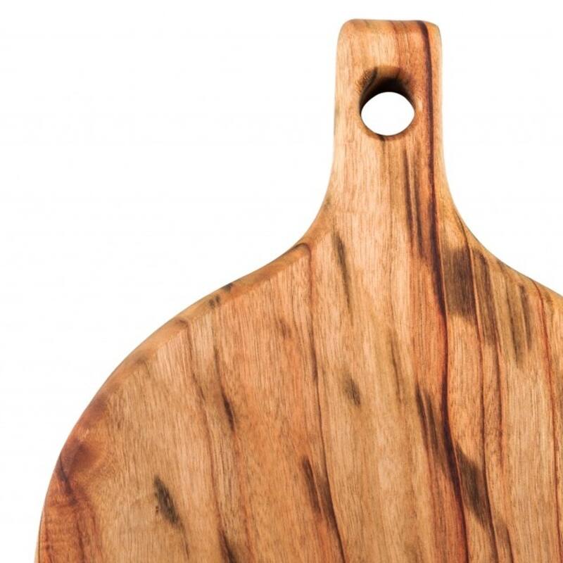 HomeRoots 12" Natural Wood Anti Bacterial Round Pizza Paddle Board