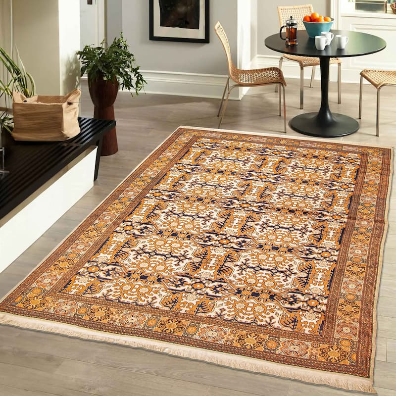 ECARPETGALLERY Hand-knotted Kayseri Vintage Light Orange Wool Rug - 5'5 x 8'5