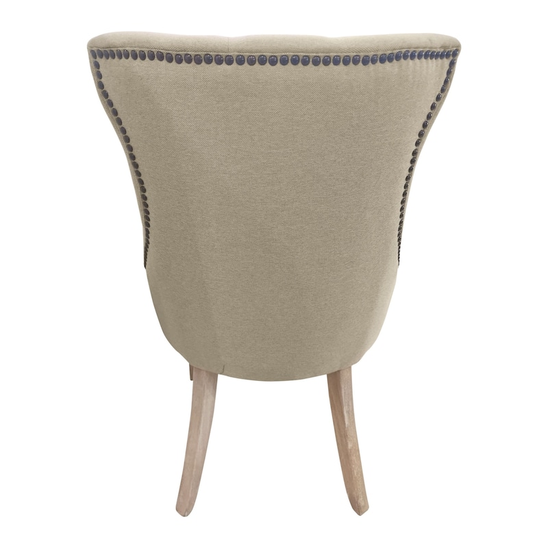 Tufted Back Armless Upholstered Dining Chair - 35" - Cream - Set of 2