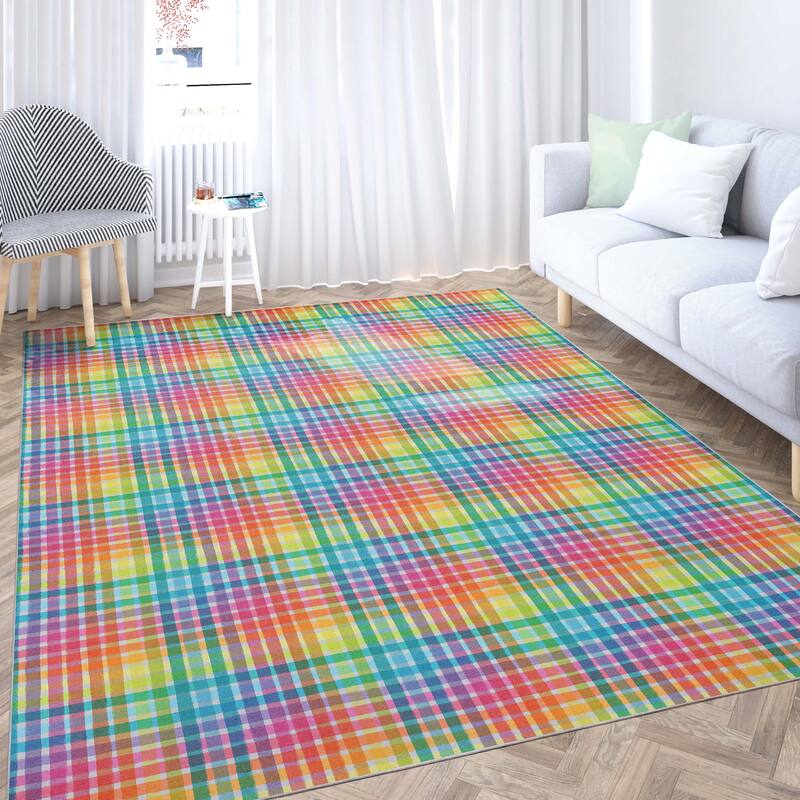 Crayola Geometric Plaid Area Rug By Well Woven