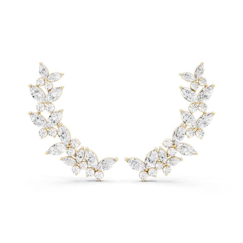 Auriya 14k Gold 3 3/4ctw Lab Grown Diamond Climber Earrings (E-F VS) - Yellow