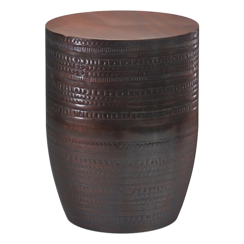 WYNDENHALL Jean 15" Wide Tribal Pattern Metal Accent Table & Assembled - 15"w x 15" d x 20" h