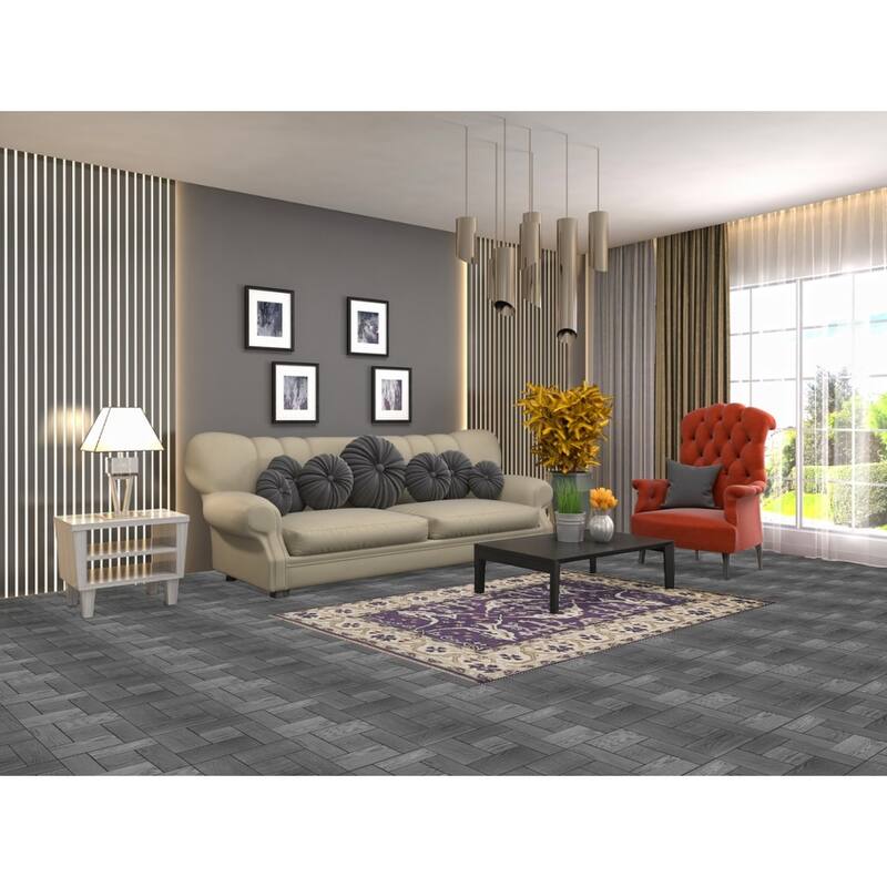 Purple Oushak Indian Area Rug Hand-Knotted Wool Carpet - 4'1"x 5'11"