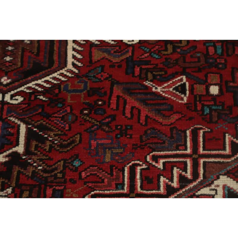 Hand Knotted Oriental 100% Wool Carpet Traditional Medallion Red Heriz Area Rug - 9' 8'' X 6' 6''