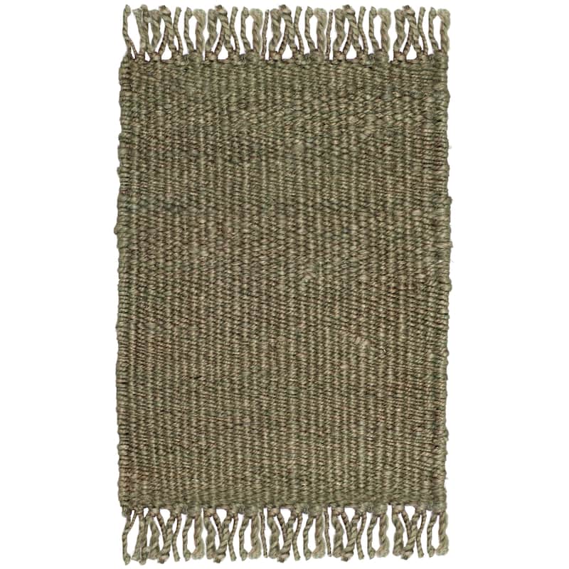 SAFAVIEH Handmade Natural Fiber Eybjorg Jute Fringe Rug - 2'6" x 4' - Green