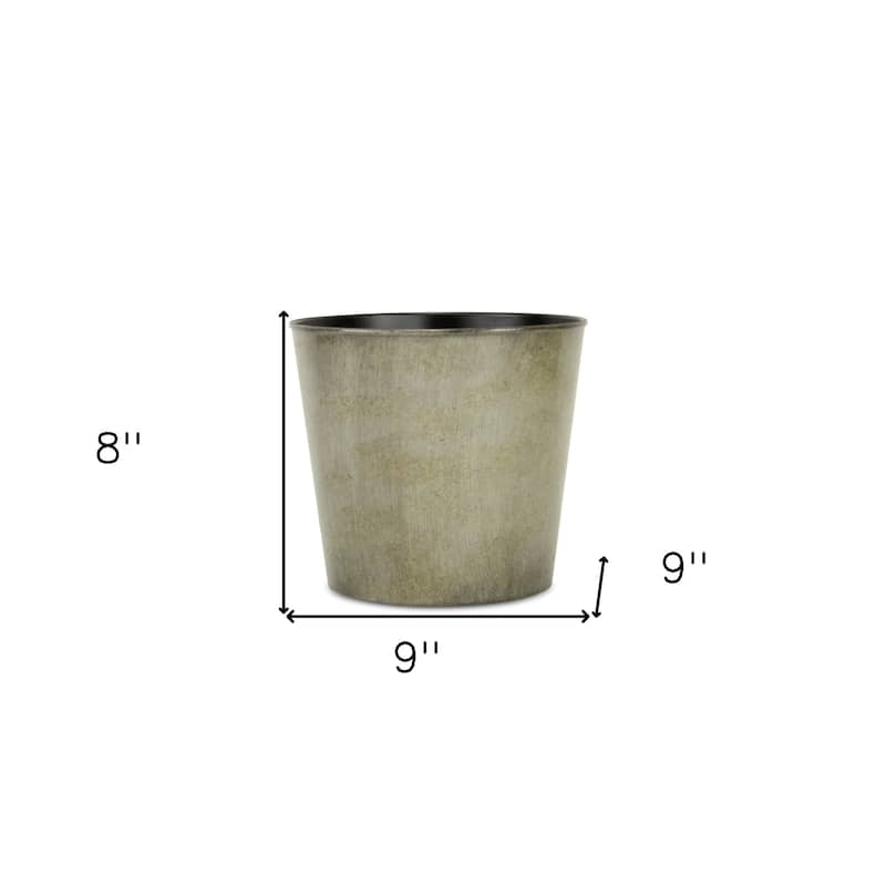 HomeRoots 9" Gray Recycled Plastic Indoor Outdoor Round Pot Planter