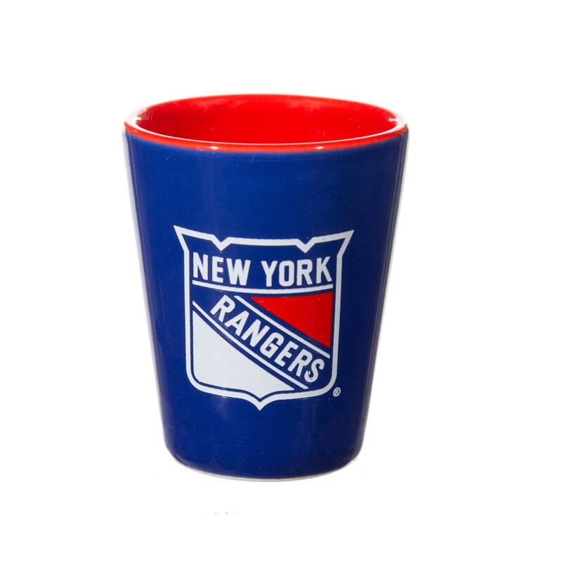 4-Piece Ceramic and Glass 2 oz. Shot Glass Set, New York Rangers