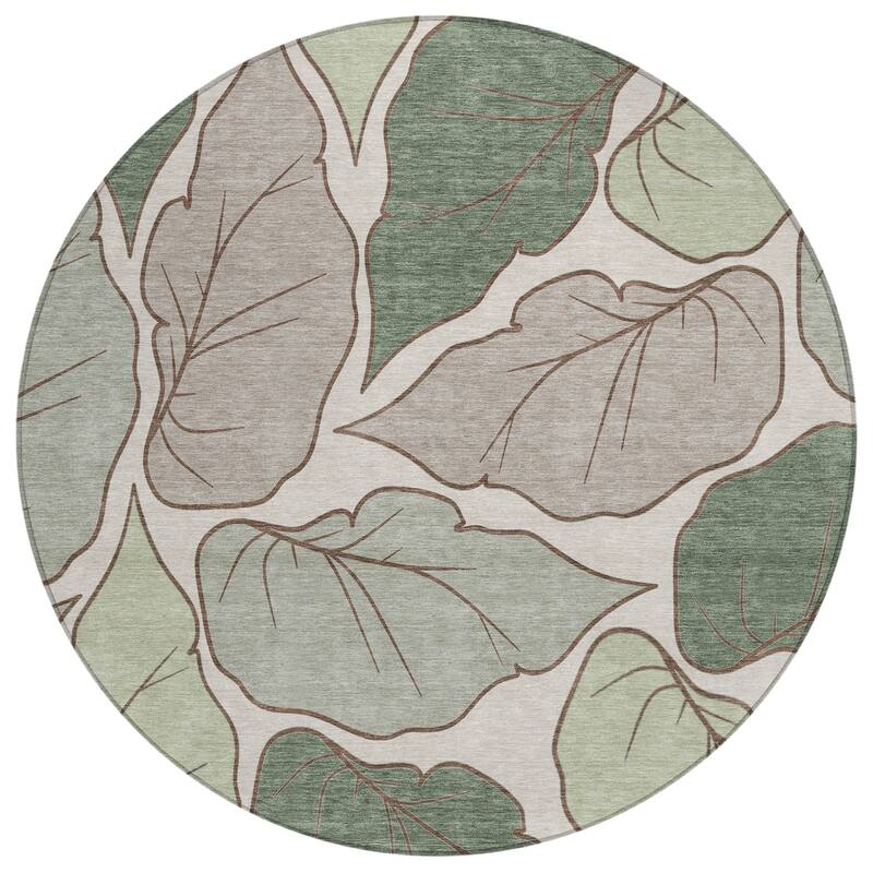 Machine Washable Indoor/ Outdoor Contemporary Floral Chantille Rug