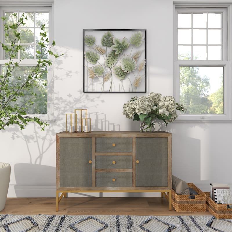 Metal Leaf Tall Cut-Out Home Wall Decor with Intricate Laser Cut Designs - Green - Roche River Decor