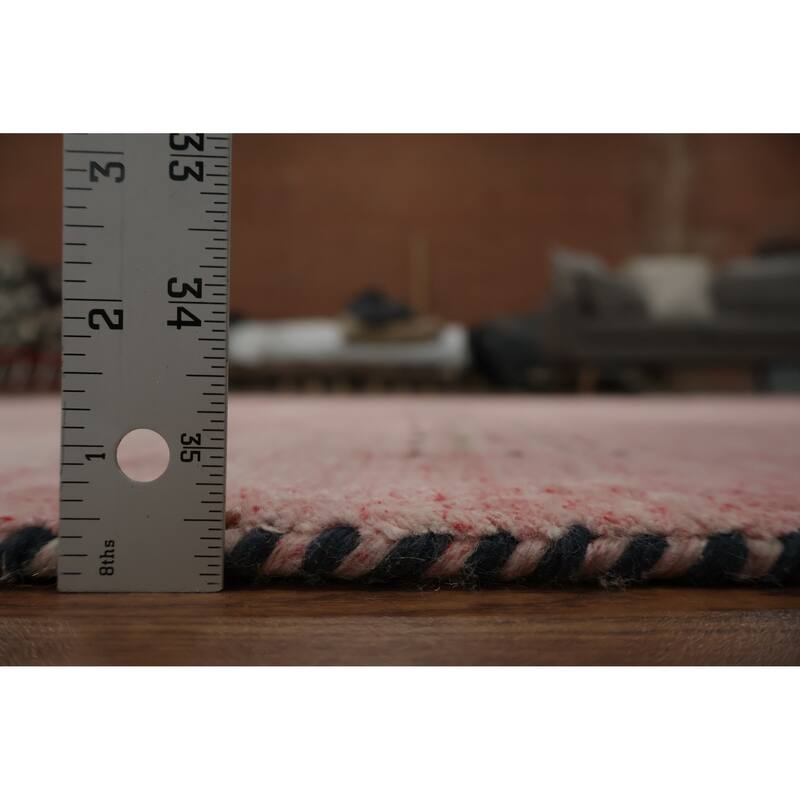 Hand Knotted Oriental 100% Wool Carpet Tribal Animal Pictorial Pink Gabbeh Area Rug - 7' 10'' X 5' 1''