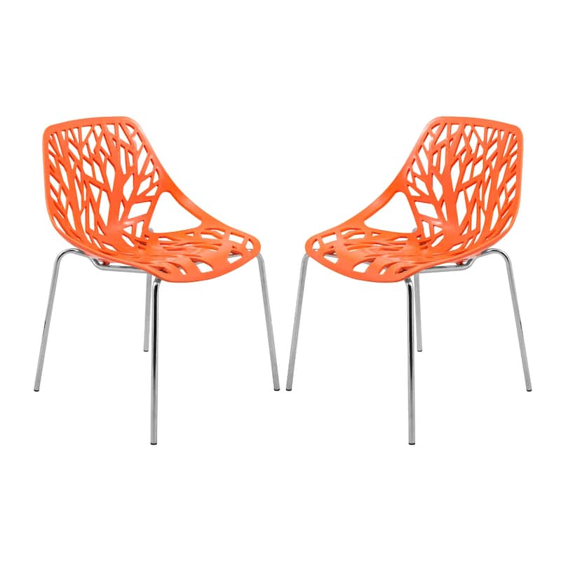 Stackable Dining Chair with Chrome Legs Side Chair (Set of 2) for Indoor and Outdoor