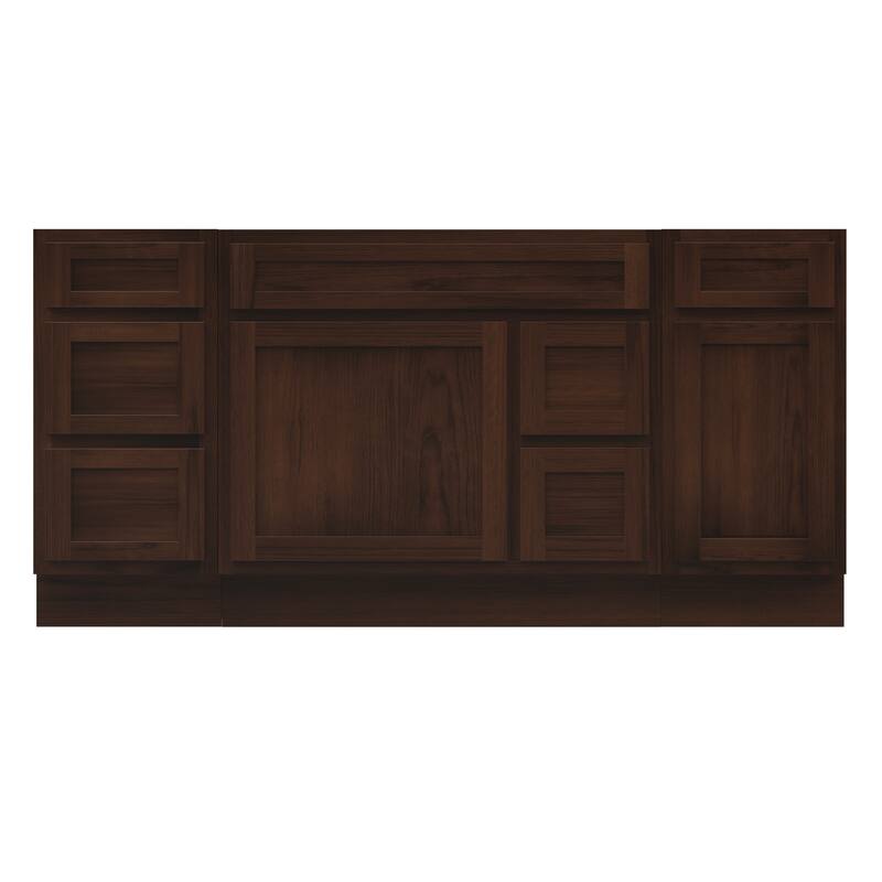 Vanity Art 66" Oak Freestanding Bathroom Vanity Cabinet without Top